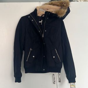 Levi's Navy Blue Jacket with Fur Trimmed Hood